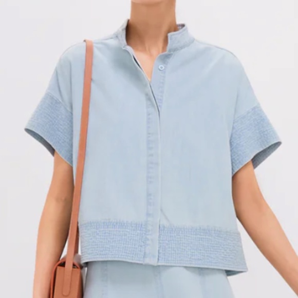 TUCKERNUCK Light Wash Denim Trapunto Stitch Sofia Shirt - Picture 1 of 5